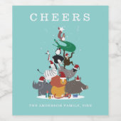 Wildtiere Weihnachtsbaum Weinetikett (Einzelnes Label)