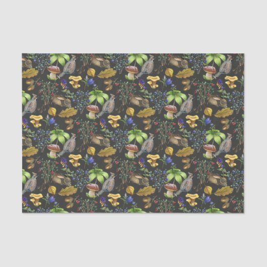 Wildtiere, wilde Pilze und Berries Natur Seidenpapier (Vorderseite)