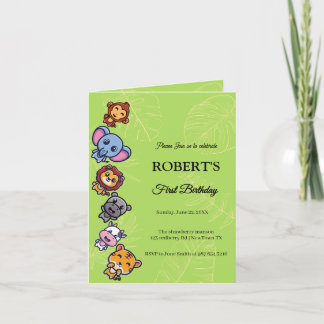 Wildtiere zum ersten Geburtstag Einladung