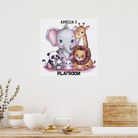 Wildtierfamilie Wasserfarben#6 Poster (Küche)