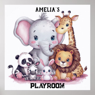 Wildtierfamilie Wasserfarben#6 Poster