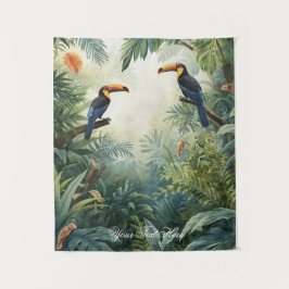 Wildtierillustration Personalisiertes Foto & Text Wandteppich