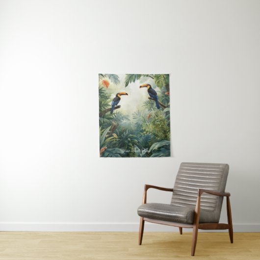 Wildtierillustration Personalisiertes Foto & Text Wandteppich (Beispiel)