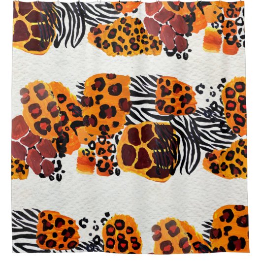 Wildtiermischung nahtlos. Jaguar, Leopard, Duschvorhang (Vorderseite)