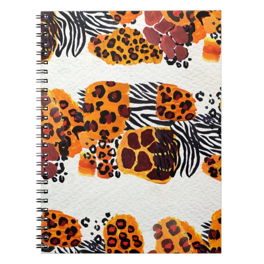 Wildtiermischung nahtlos. Jaguar, Leopard, Notizblock (Vorderseite)