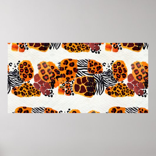 Wildtiermischung nahtlos. Jaguar, Leopard, Poster (Vorne)