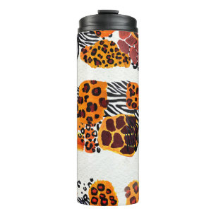 Wildtiermischung nahtlos. Jaguar, Leopard, Thermosbecher