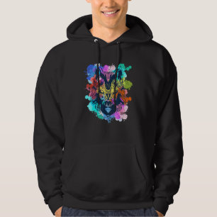 Wildtierraubtiere farbenfroher Wald Tierwolf Hoodie