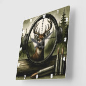 Wildtierwald des Jägers Quadratische Wanduhr (Winkel)