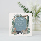 Wildtierwasserfarbe tropisch blaue Babydusche Einladung (Stehend Vorderseite)