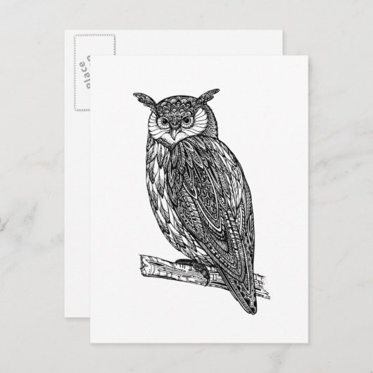 Wildtotem-Tier-Owl-Doodle Postkarte (Vorne/Hinten)