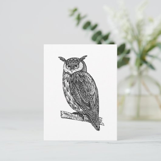 Wildtotem-Tier-Owl-Doodle Postkarte (Stehend Vorderseite)