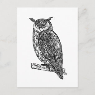 Wildtotem-Tier-Owl-Doodle Postkarte