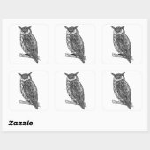 Wildtotem-Tier-Owl-Doodle Quadratischer Aufkleber (Blatt)