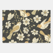 Wildvögel und Blume Geschenkpapier Set (Vorderseite)