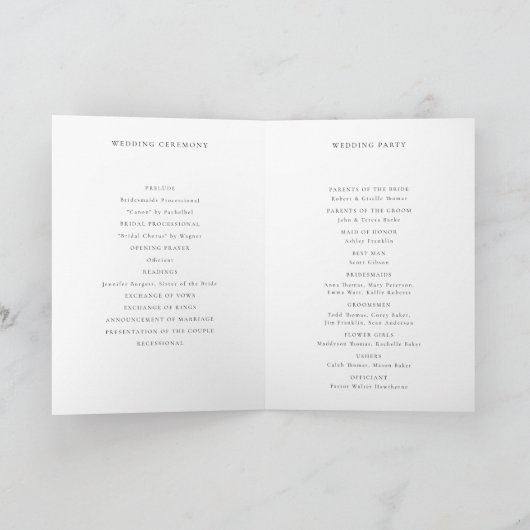 Wildwälder Pinienbäume Hochzeit Programm (Innenseite)