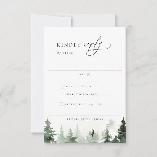 Wildwälder Pinienbäume Hochzeit-RSVP-Karte RSVP Karte (Vorderseite)
