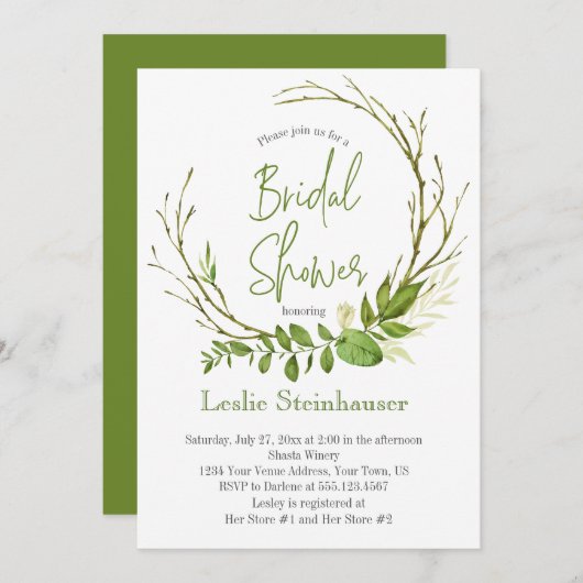 Wildwälder Rustikales Brautparty Einladung (Vorne/Hinten)