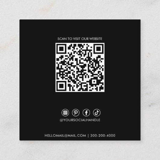 Wildwaldflora Minimalistischer QR-Code Quadratische Visitenkarte (Rückseite)