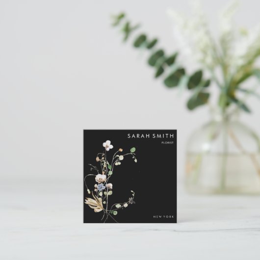 Wildwaldflora Minimalistischer QR-Code Quadratische Visitenkarte (Stehend Vorderseite)