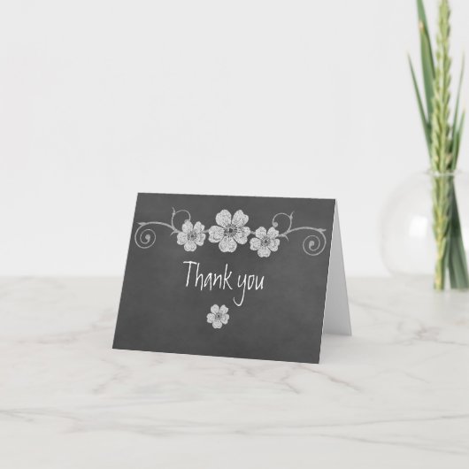 Wildweiße Rosen-Tafel Vielen Dank Anmerkung Karte (Vorderseite)