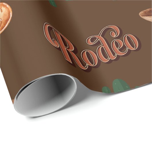 Wildwest Western Cowboy Brown Wrapping Paper Geschenkpapier (Rolleneckpunkt)
