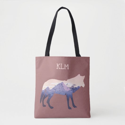 Wildwolf-Silhouette Monogramm Tasche (Vorderseite)