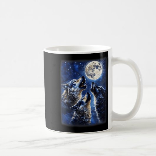 Wildwölfe lieben Wolf, der am Mond heult Kaffeetasse (Rechts)