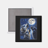 Wildwölfe lieben Wolf, der am Mond heult Magnet (Vorderseite/Rückseite)