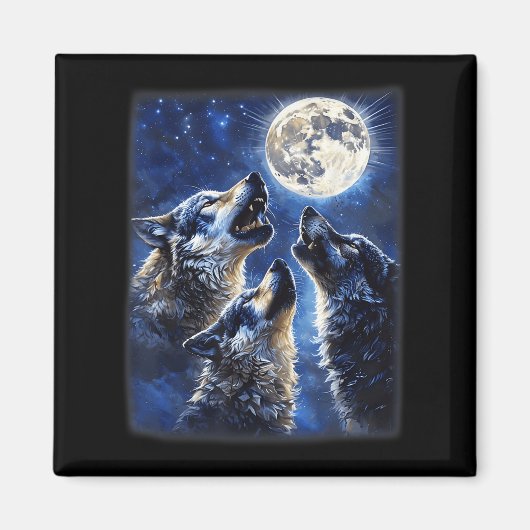 Wildwölfe lieben Wolf, der am Mond heult Magnet (Vorne)