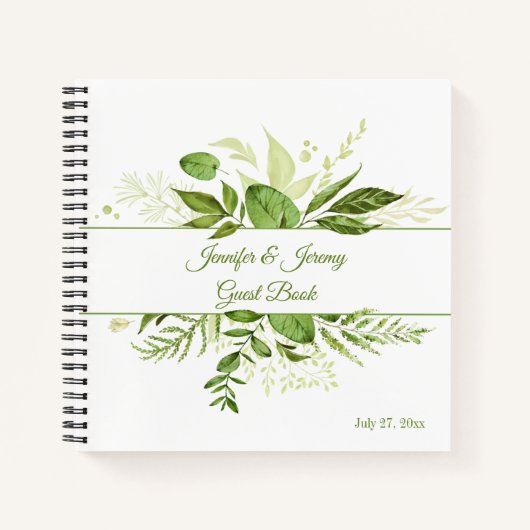 Wildwood Botanical Rustic Greenerity Guest Book Notizblock (Vorderseite)