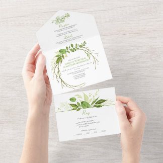 Wildwood Botanical Wreath Wedding | All In One Einladung