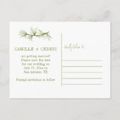 Wildwood Botanicals Rustikale Vegetation Save the  Ankündigungspostkarte (Rückseite)