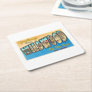 Wildwood durch die Seenew-jersey NJ Vintage Rechteckiger Pappuntersetzer