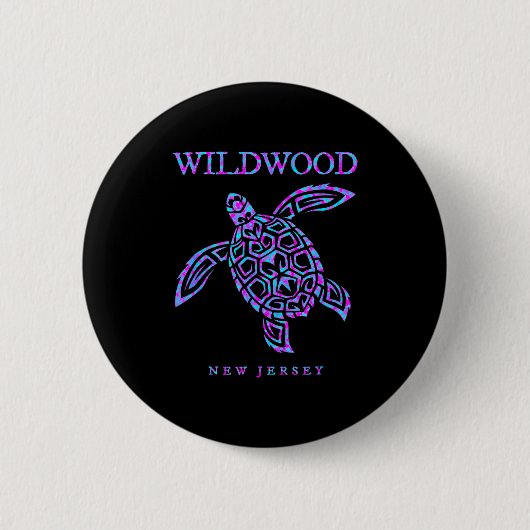 Wildwood New Jersey Sea Turtle Beach Vacation Men  Button (Vorderseite)