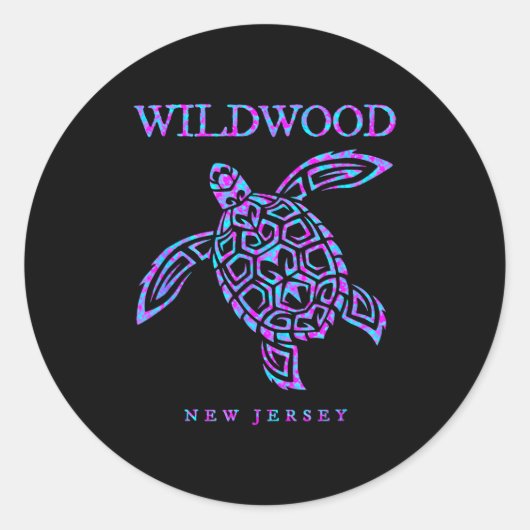 Wildwood New Jersey Sea Turtle Beach Vacation Men Runder Aufkleber (Vorderseite)