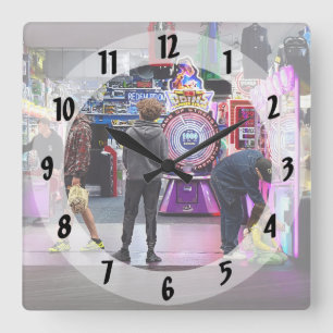 Wildwood NJ Strandpromenade Spielhalle Quadratische Wanduhr