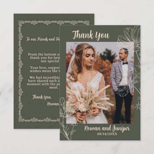 Wildy Yours Rustic Boho Wedding Dankeschön Karte (Vorne/Hinten)