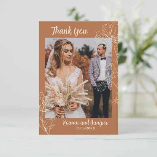 Wildy Yours Rustic Boho Wedding Dankeschön Karte (Stehend Vorderseite)