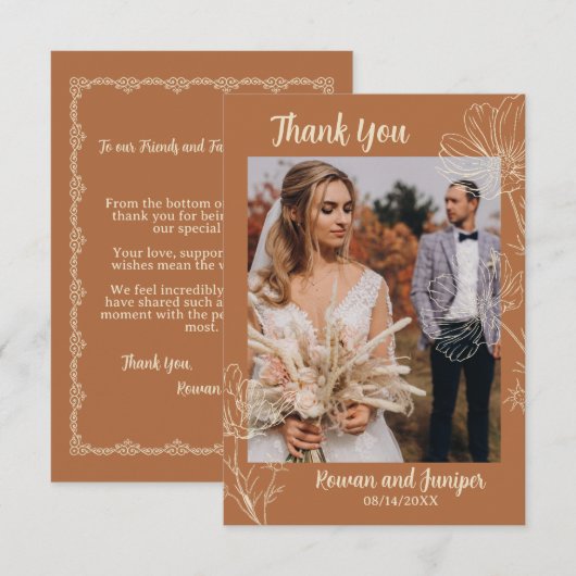 Wildy Yours Rustic Boho Wedding Dankeschön Karte (Vorne/Hinten)