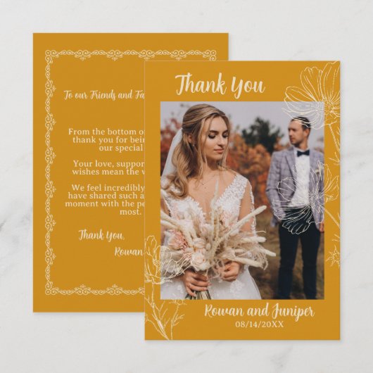 Wildy Yours Rustic Boho Wedding Dankeschön Karte (Vorne/Hinten)