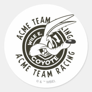 WILE E. COYOTE™ Acme Team-Rennsport B/W Runder Aufkleber