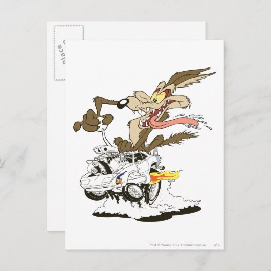 WILE E. COYOTE™ Crazy Driver Postkarte (Vorne/Hinten)