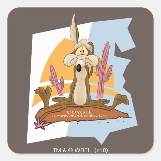 WILE E. COYOTE™ (Fleischfresser ernsthaft) Quadratischer Aufkleber (Vorderseite)