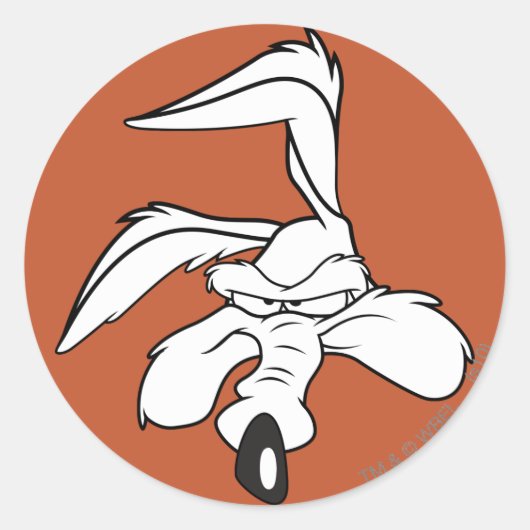 WILE E. COYOTE™ Head Shot Runder Aufkleber (Vorderseite)
