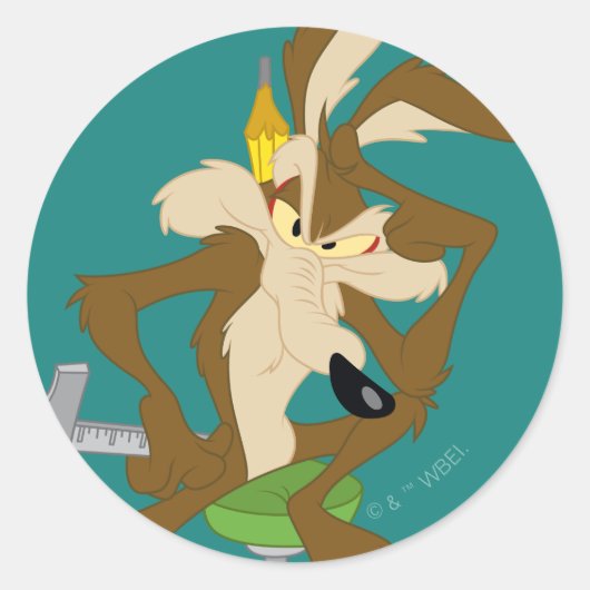 WILE E. COYOTE™ Planung Runder Aufkleber (Vorderseite)