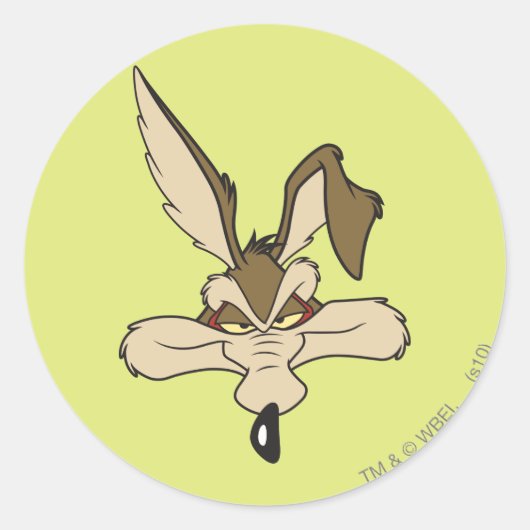 WILE E. COYOTE™ Pleased Head Shoot Runder Aufkleber (Vorderseite)