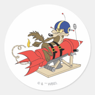 WILE E. COYOTE™ Startet Rote Rakete Runder Aufkleber