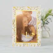 Wilflower Editable 1 Jubiläumsage und Gold Folieneinladung (Stehend vorne)