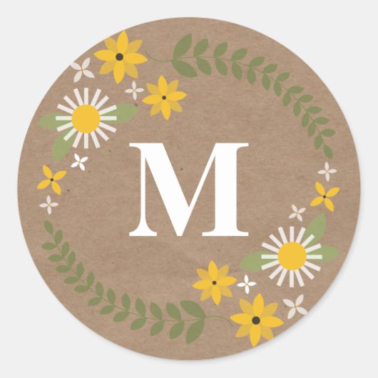 Wilflower Monogram Brown Paper Inspiriert Sticker (Vorderseite)